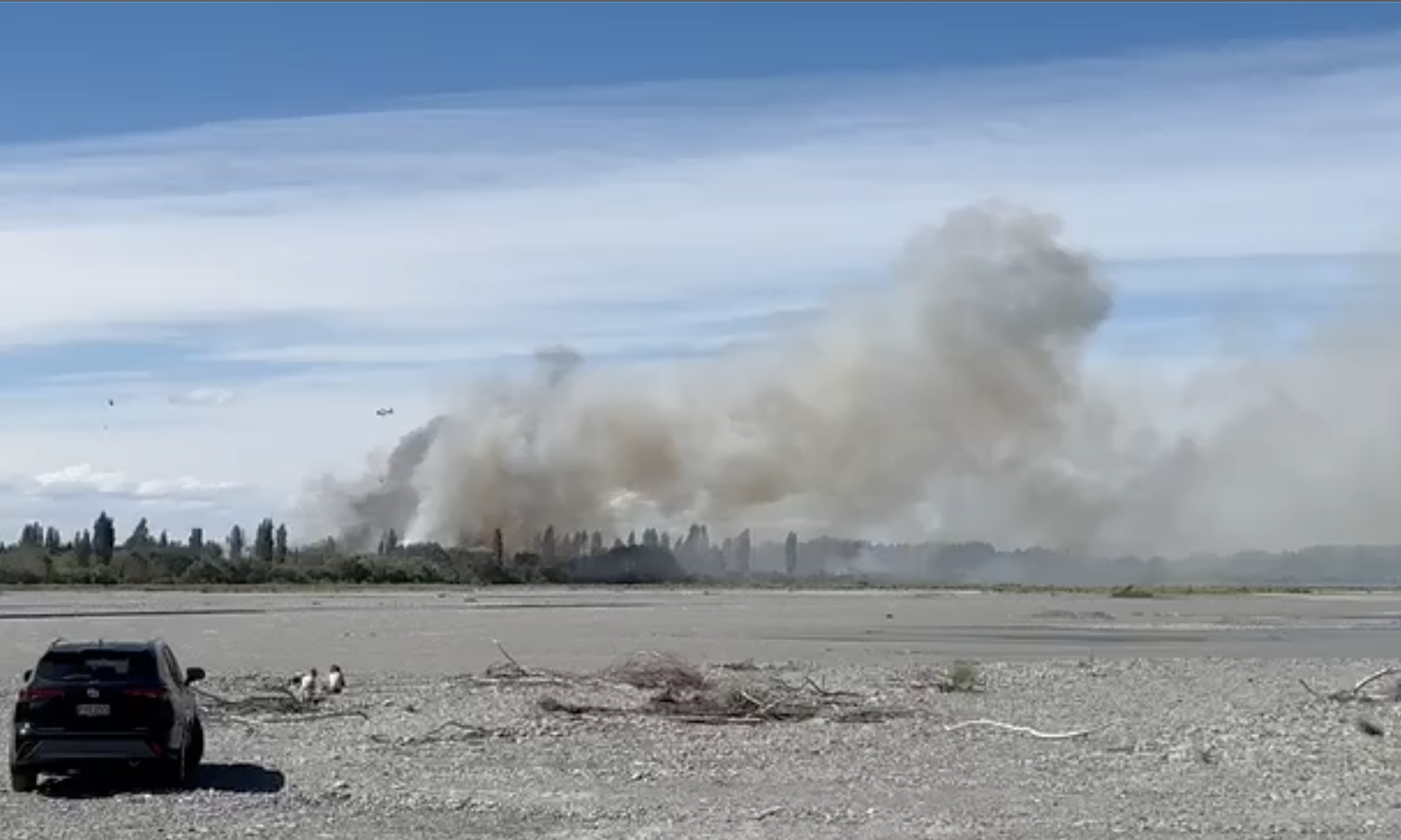 Swannanoa fire 40 Firefighters, 4 Helicopters Contain Waimakariri River bed fire Chris Lynch